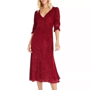 Betsey Johnson | Red Leopard Print Suede Midi Dress